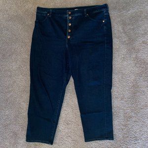 Express Super High Rise Button Fly Mom Jeans